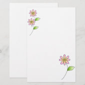 Whimisicalの花柄の文房具 便箋 (正面/裏面)