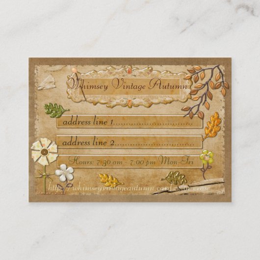 Whimseyヴィンテージ秋ローカルまたはオンライン 名刺 (正面)