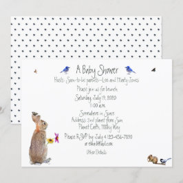  whimsicalなうさぎのベビーシャワー: 招待状