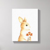 whimsicalなうさぎの花の森の保育園の装飾 キャンバスプリント (正面)