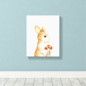 whimsicalなうさぎの花の森の保育園の装飾 キャンバスプリント (インサイチュ (ウッドフロア))