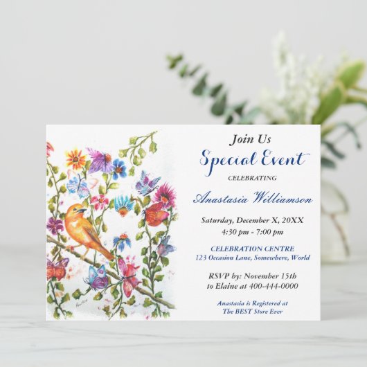 whimsicalなアウトドアパーティーイベントのお誘い 招待状 (スタンド正面)