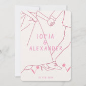  whimsicalなイラストとQRコードの招待状 ウェディング 招待状 (正面)