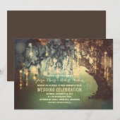  whimsicalなイルミネーションのツリー ウェディング 招待状 (正面/裏面)