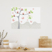  whimsicalなカップケーキの木 バタフライ スイート バースデー ポスター (キッチン)