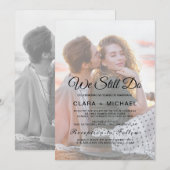 whimsicalなカリグラフィーが施されたフェード写真の誓い更新 招待状 (正面/裏面)