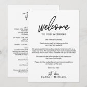  whimsicalなカリグラフィーの結婚式ウェルカムレター プログラム (正面/裏面)