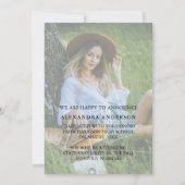  whimsicalなカリグラフィー卒業式の弓の写真 案内状 (裏面)