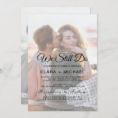  whimsicalなカリグラフィー フェード写真 誓い更新 招待状 (正面/裏面)