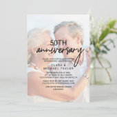 whimsicalなカリグラフィー | 色褪せた写真の記念日 招待状 (スタンド正面)