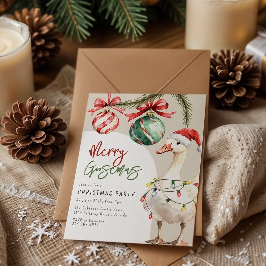 whimsicalなガチョウのクリスマスパーティ 招待状