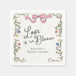  whimsicalなガーデンパーティーの花の落書き ブライダルシャワー スタンダードカクテルナプキン