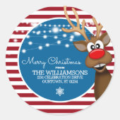 whimsicalなクリスマスツノ鹿封筒シール ラウンドシール (正面)