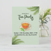  whimsicalなグリーンティーパーティーの招待状 招待状 (スタンド正面)