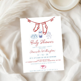  whimsicalなコーヒー手描きベビーシャワー 招待状