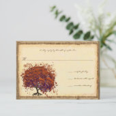  whimsicalなコーラルプラムハートツリーのウェディング招待状 出欠カード (スタンド正面)