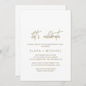 whimsicalなゴールドカリグラフィー お祝いしよう 招待状 (正面/裏面)