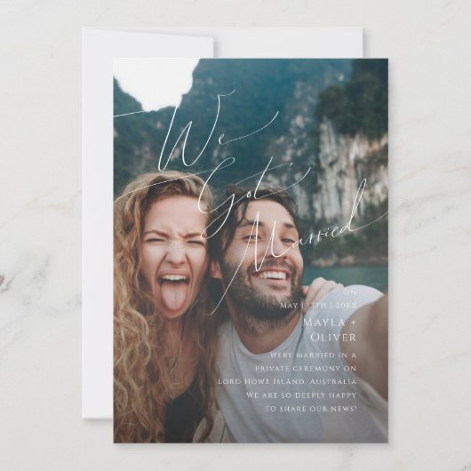  whimsicalなスクリプト写真エロープメント発表 招待状 (正面)