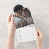  whimsicalなスクリプト カジュアル フォト シール および 送信 オールインワン オールインワン招待状 (貼ってはがせる)