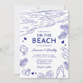 whimsicalなドゥードルビーチウェディング 招待状 (正面)