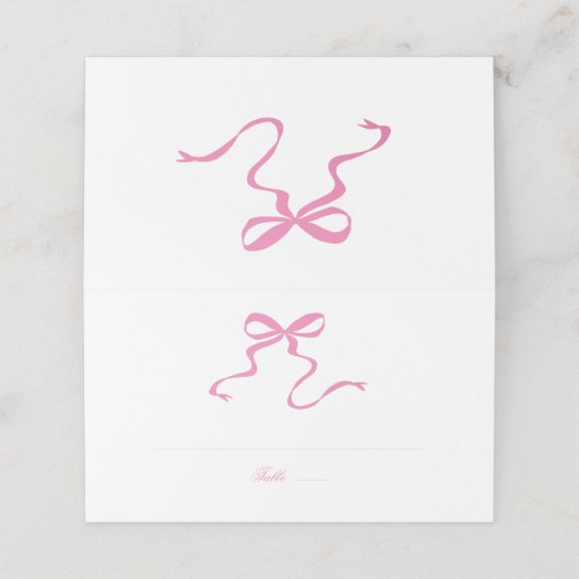  whimsicalなピンクの蝶ネクタイの折りたためる名札 プレイスカード (外部開封)