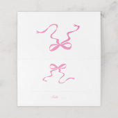  whimsicalなピンクの蝶結びの折りたためる名札 プレイスカード (外部開封)