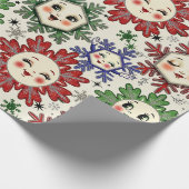  whimsicalなレトロクリスマス雪の結晶 ラッピングペーパー (角)