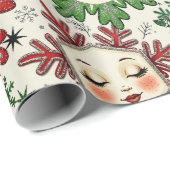  whimsicalなレトロクリスマス雪の結晶 ラッピングペーパー (ロールコーナー)