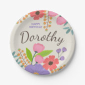 whimsicalなワイルドフラワーの紙皿（お名前カスタマイズ付） ペーパープレート (正面)