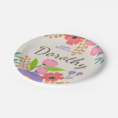  whimsicalなワイルドフラワーの紙皿（お名前カスタマイズ付） ペーパープレート (アングル)