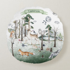  whimsicalな動物が住む森のカスタマイズ可能なデザイン ラウンドクッション