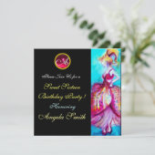  whimsicalな少女のスイート16パーティージェムモノグラム 招待状 (スタンド正面)