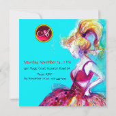  whimsicalな少女のスイート16パーティージェムモノグラム 招待状 (裏面)