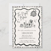  whimsicalな手描きのクイックウェーブリハーサルディナー 招待状 (正面)