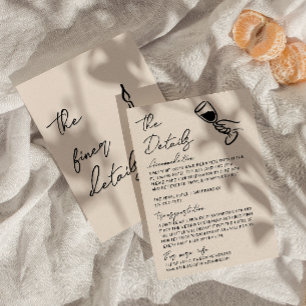  whimsicalな手描きのユニークな結婚式の詳細 エンクロージャーカード