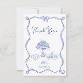  whimsicalな手描きのリボン ウェディング ティーパーティー サンキューカード (正面)
