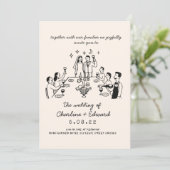  whimsicalな手描きの落書きウェディング招待状 招待状 (スタンド正面)