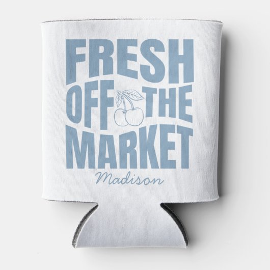  whimsicalな手描きの青いフレッシュな市場から届いたばかり 缶クーラー (正面)