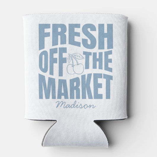  whimsicalな手描きの青いフレッシュな市場から届いたばかり 缶クーラー (裏面)