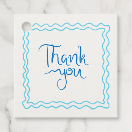  whimsicalな手書きの青い感謝カード フェイバータグ