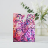  whimsicalな曲線を描く 明るいピンク 紫 白 ポストカード (スタンド正面)