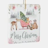 whimsicalな森の動物のクリスマス・スレイ セラミックオーナメント (右)