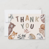  whimsicalな森の動物の誕生日お礼 サンキューカード (正面)