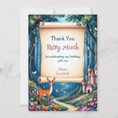 whimsicalな森の城のおとぎ話の子供の誕生日 サンキューカード (正面)