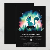  whimsicalな楽しい猫の誕生日 招待状 (正面/裏面)