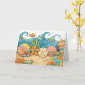 whimsicalな水中オーシャンシーン カード (黄色い花)
