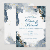  whimsicalな水彩花柄のウェディング招待状 招待状 (正面/裏面)