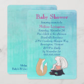  whimsicalな狐とウサギのターコイズベビーシャワー 招待状 (正面/裏面)