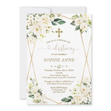  whimsicalな白い花のゴールドガール 誕生式