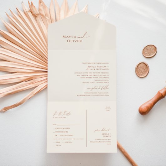  whimsicalな砂漠 | ベージュの封印と送信 オールインワン招待状